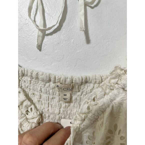 Anthropologie Pilcro Puff Sleeve Eyelet Playsuit Romper Jumper Size MP White NEW - Picture 6 of 9